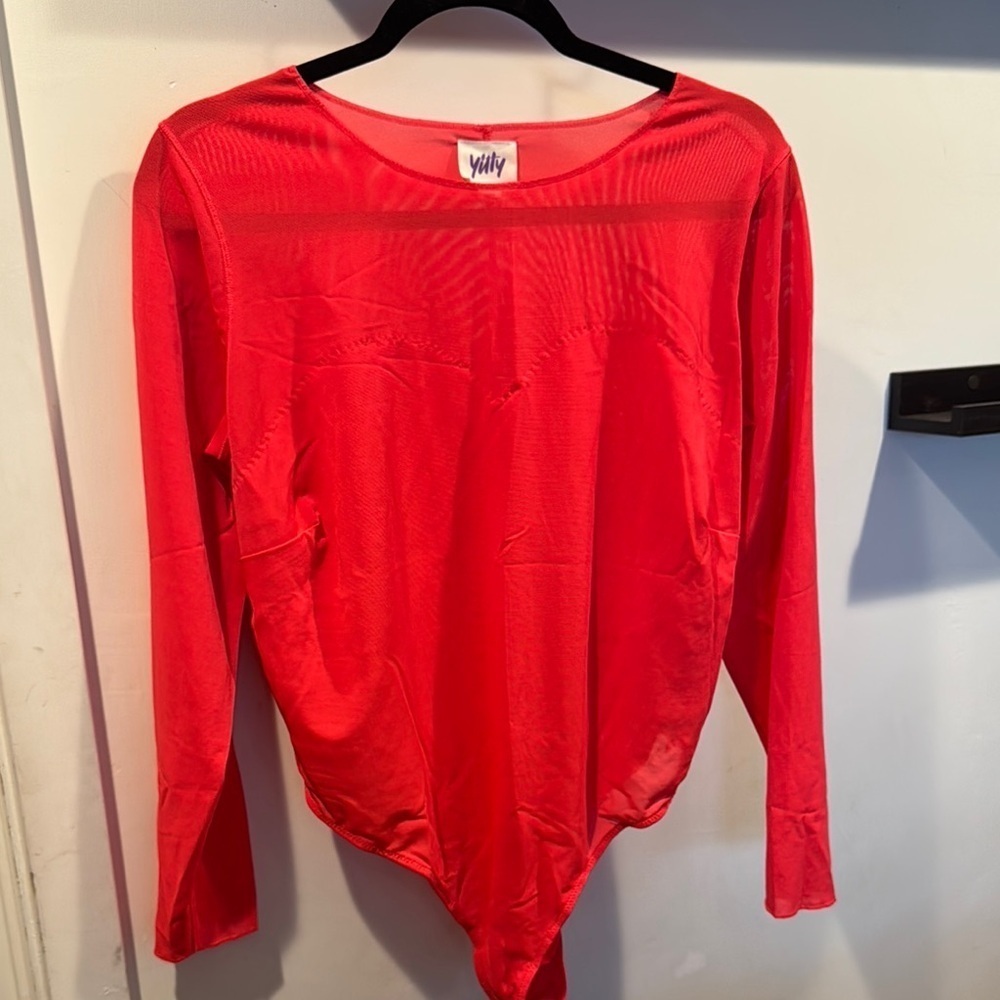 YITTY Pink Sweetheart Long Sleeve Fitted Ribbed Bodysuit